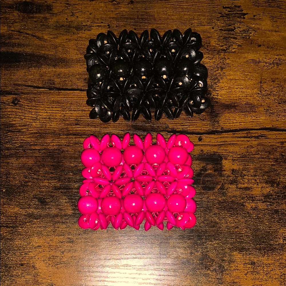Black and Pink Beaded Bracelets